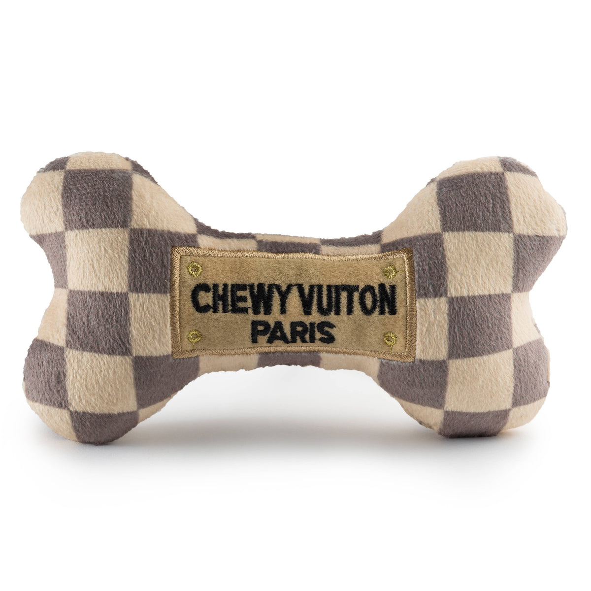 Chewy Vuiton Bones Tan Dog Toy