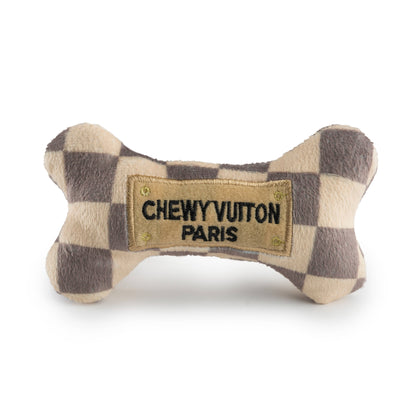 Chewy Vuiton Bones Tan Dog Toy