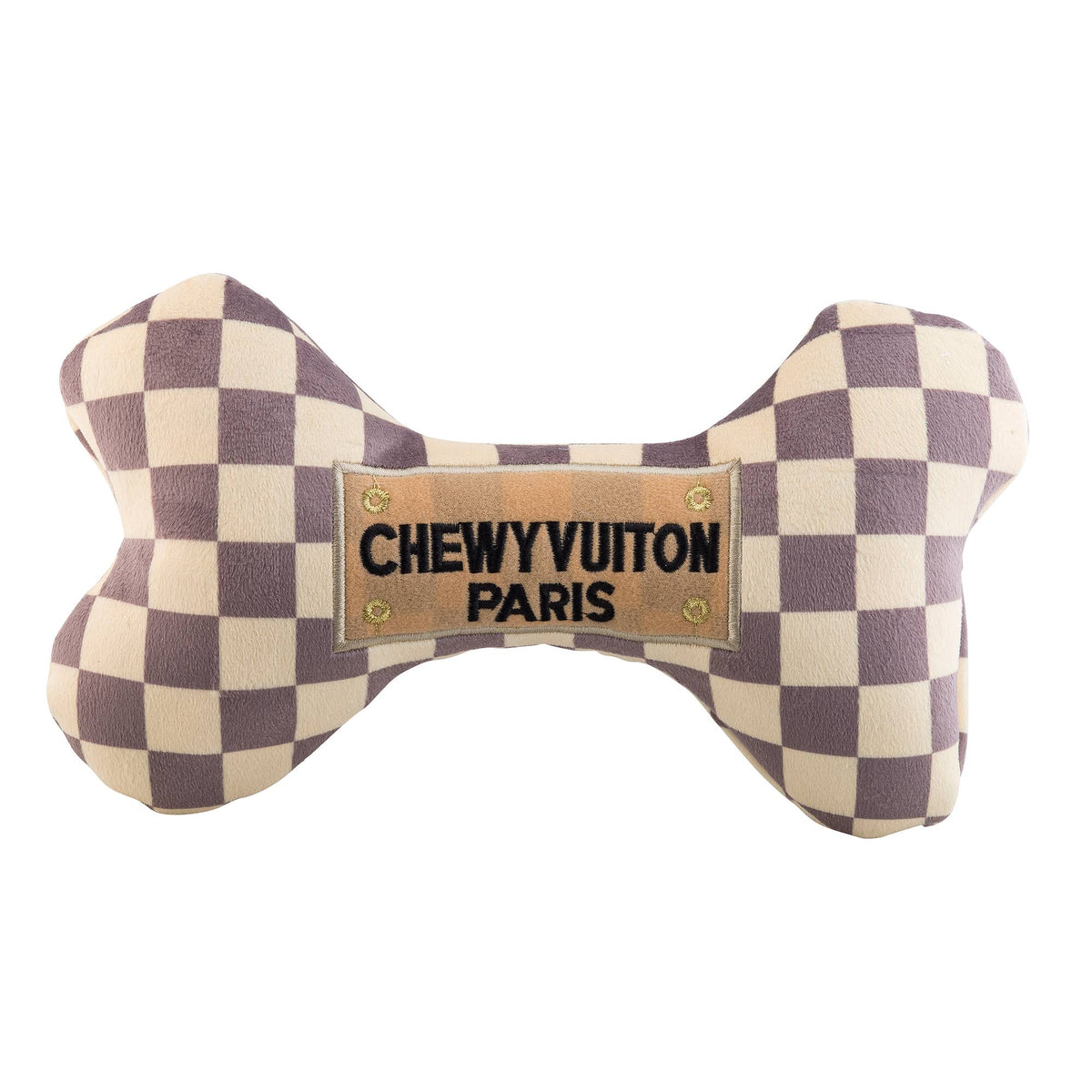 Chewy Vuiton Bones Tan Dog Toy