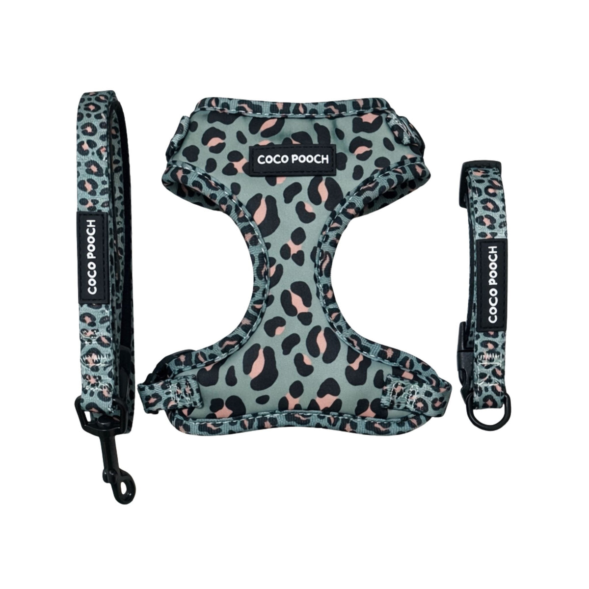Sage Safari Dog Bundle Harness, Collar & Lead